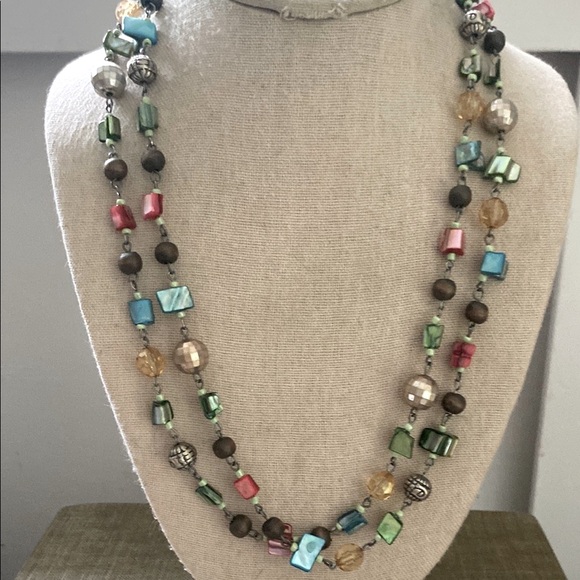 Jewelry - Long, single strand, shell and other beads Multicolor Beaded Necklace